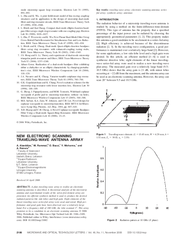 New electronic scanning traveling-wave antenna array
