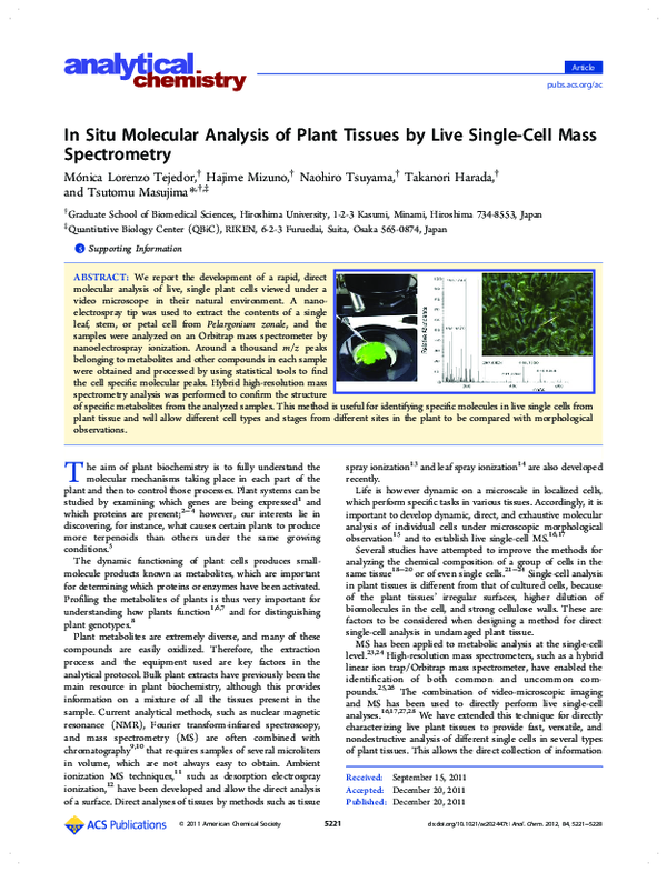 (PDF) In Situ Molecular Analysis of Plant Tissues by Live Single-Cell ...