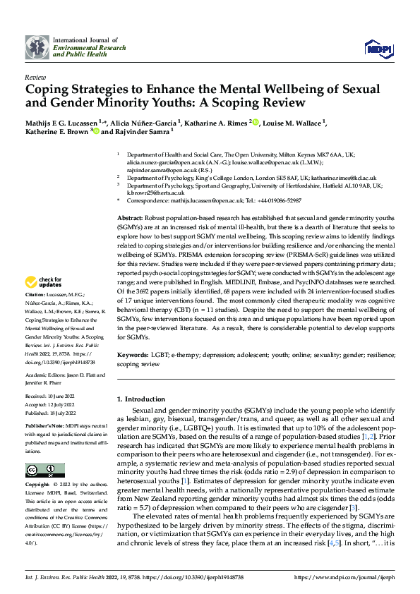 (PDF) Coping Strategies to Enhance the Mental Wellbeing of Sexual and ...