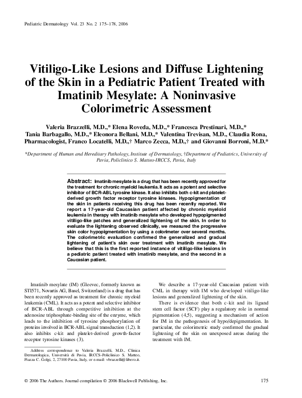 (PDF) Vitiligo-Like Lesions and Diffuse Lightening of the Skin in a ...