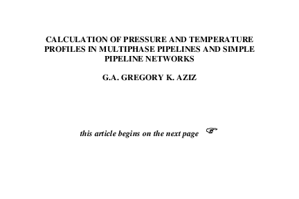 (PDF) Calculation of Pressure And Temperature Profiles In Multiphase ...