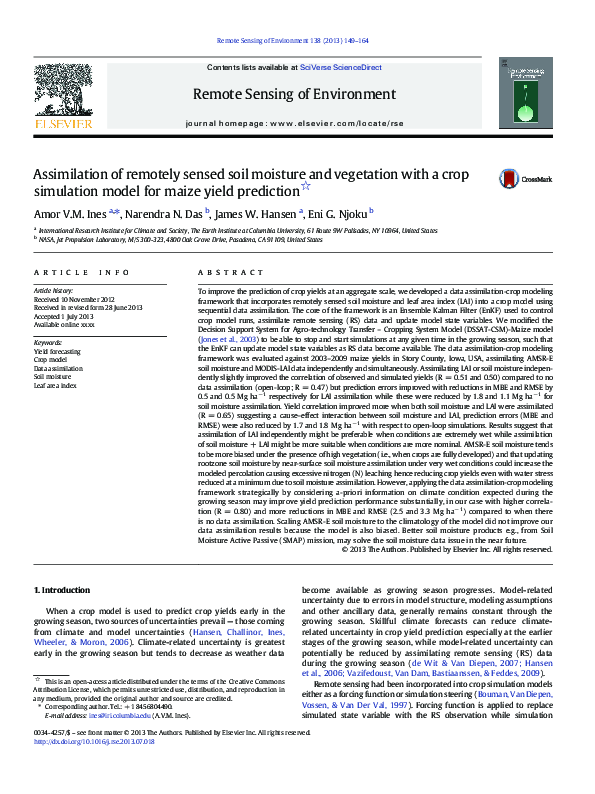 (PDF) Assimilation of remotely sensed soil moisture and vegetation with ...