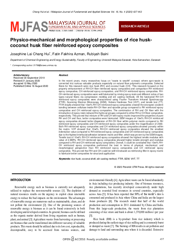 (PDF) Physico-mechanical and morphological properties of rice husk ...