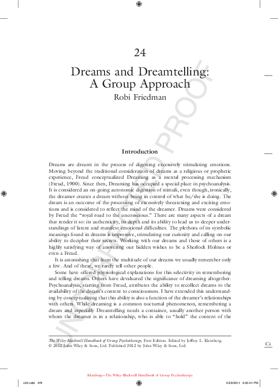 (PDF) Dreams and Dreamtelling: A Group Approach