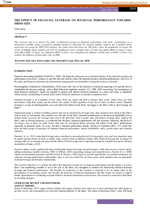 (PDF) The effect of financial leverage of financial performance toward ...