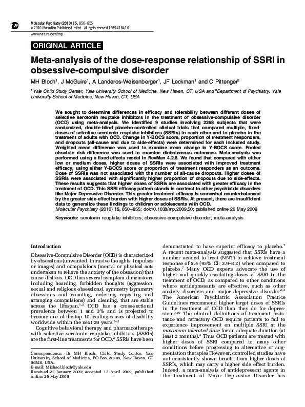 (PDF) Meta-analysis of the dose-response relationship of SSRI in ...