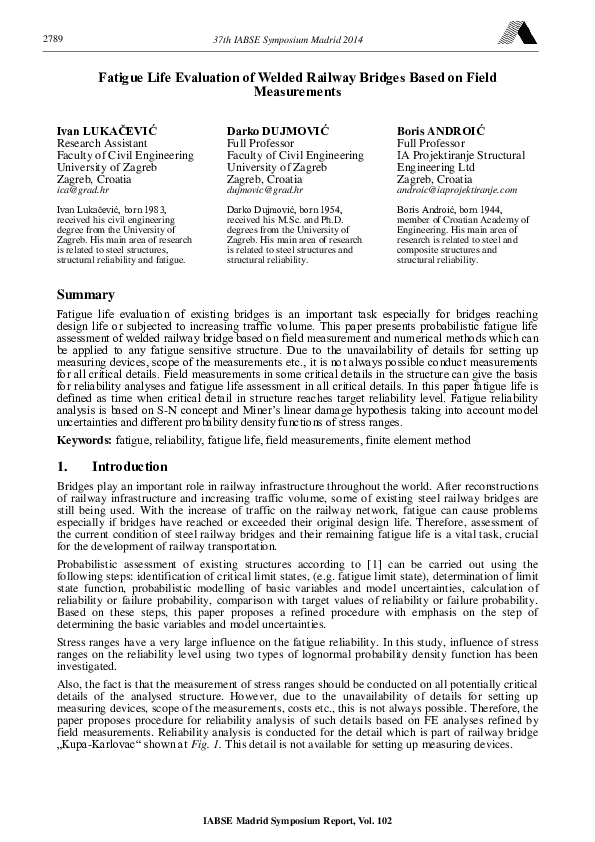 (PDF) Fatigue Life Evaluation of Welded Railway Bridges Based on Field ...
