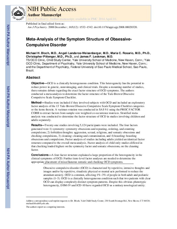 (PDF) Meta-Analysis of the Symptom Structure of Obsessive-Compulsive ...