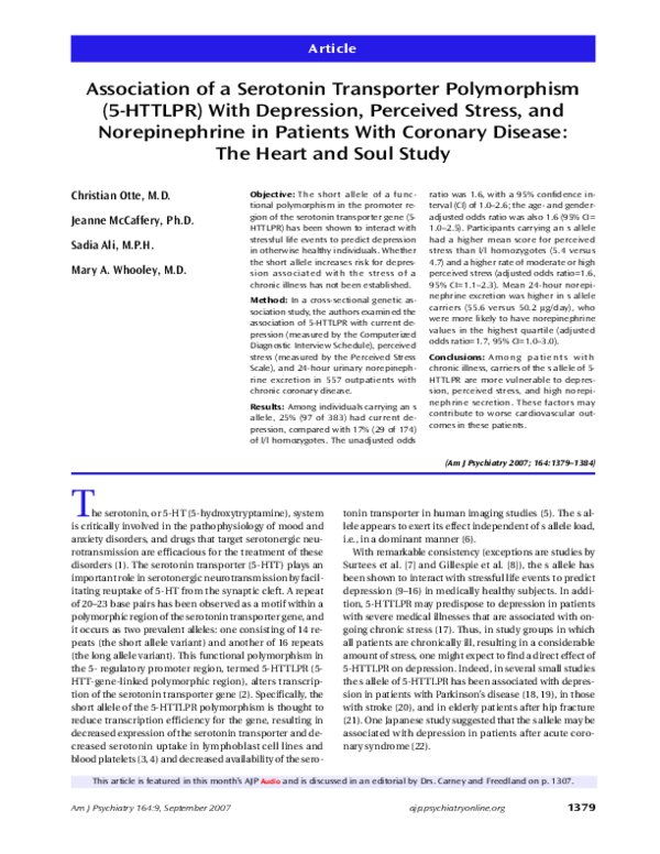 (PDF) Association of the serotonin transporter polymorphism and ...