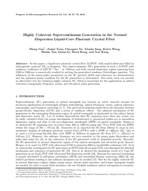 (PDF) Highly Coherent Supercontinuum Generation in Dispersion ...