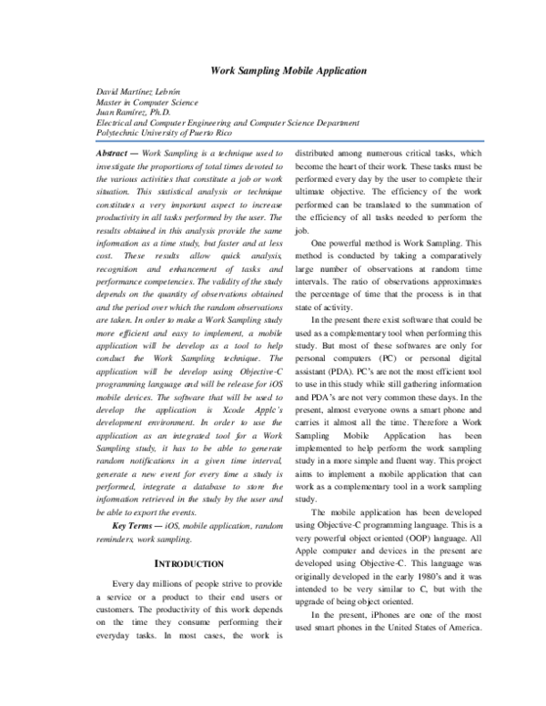 (PDF) Work Sampling Mobile Application