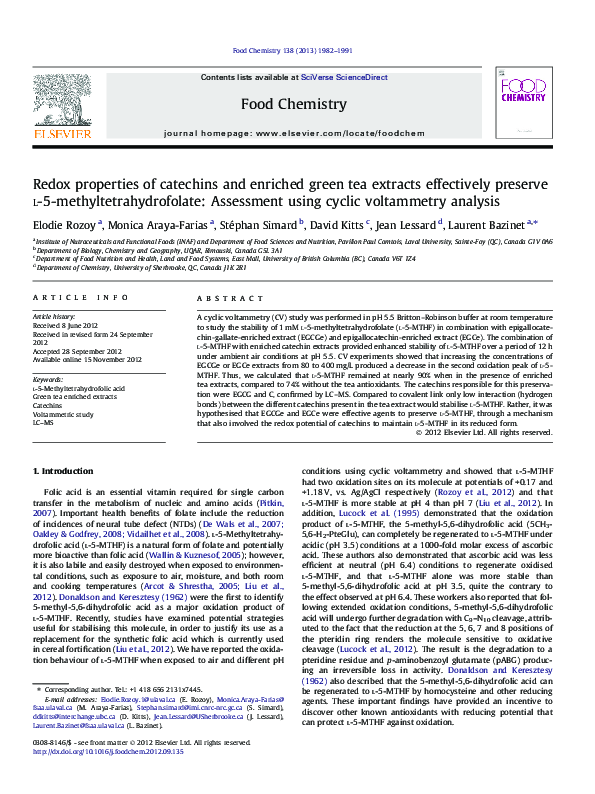 (PDF) Redox properties of catechins and enriched green tea extracts ...