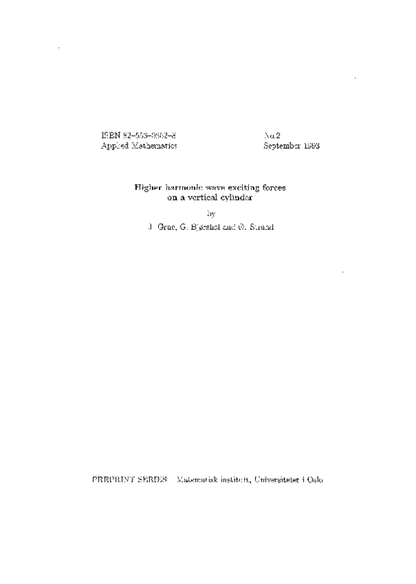(PDF) Higher harmonic wave exciting forces on a vertical cylinder