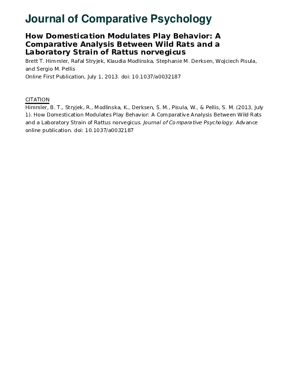 (PDF) How domestication modulates play behavior: A comparative analysis ...