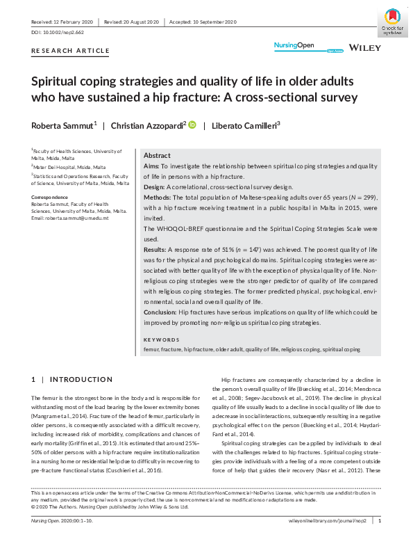 (PDF) Spiritual coping strategies and quality of life in older adults ...