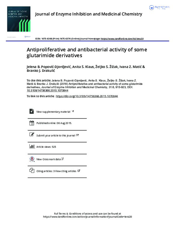 (PDF) Antiproliferative and antibacterial activity of some glutarimide ...
