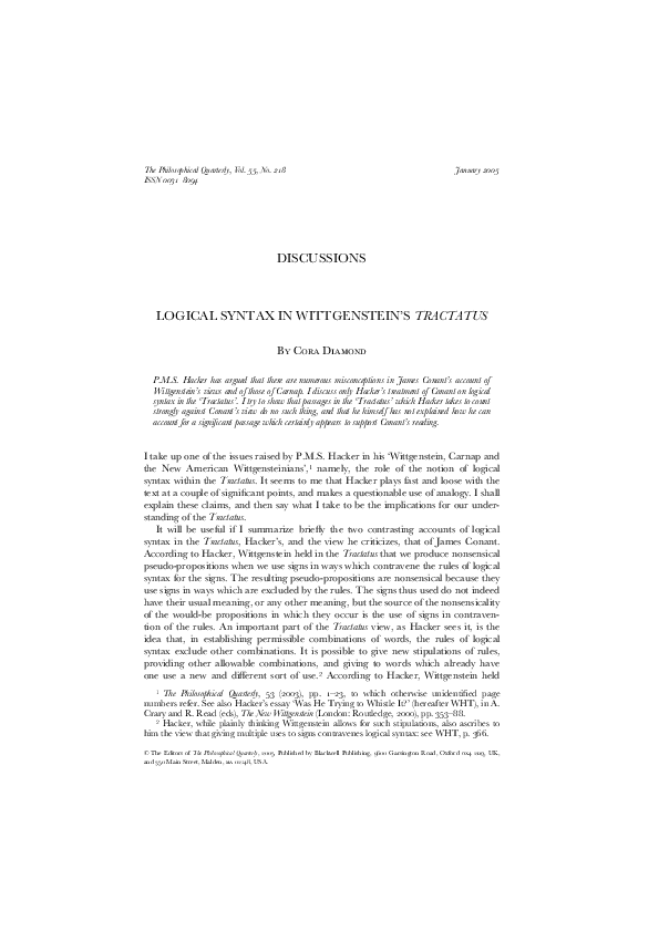 (PDF) Logical Syntax in Wittgenstein's Tractatus