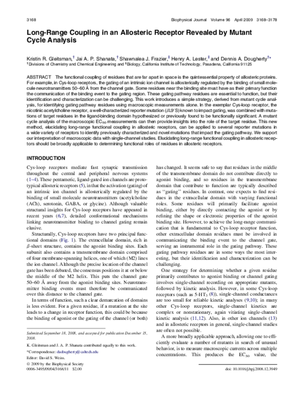 (PDF) Long-Range Coupling in an Allosteric Receptor Revealed by Mutant ...