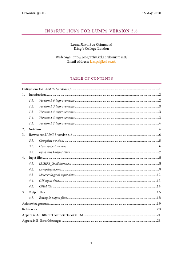 (PDF) Instructions for Lumps Version 5.6