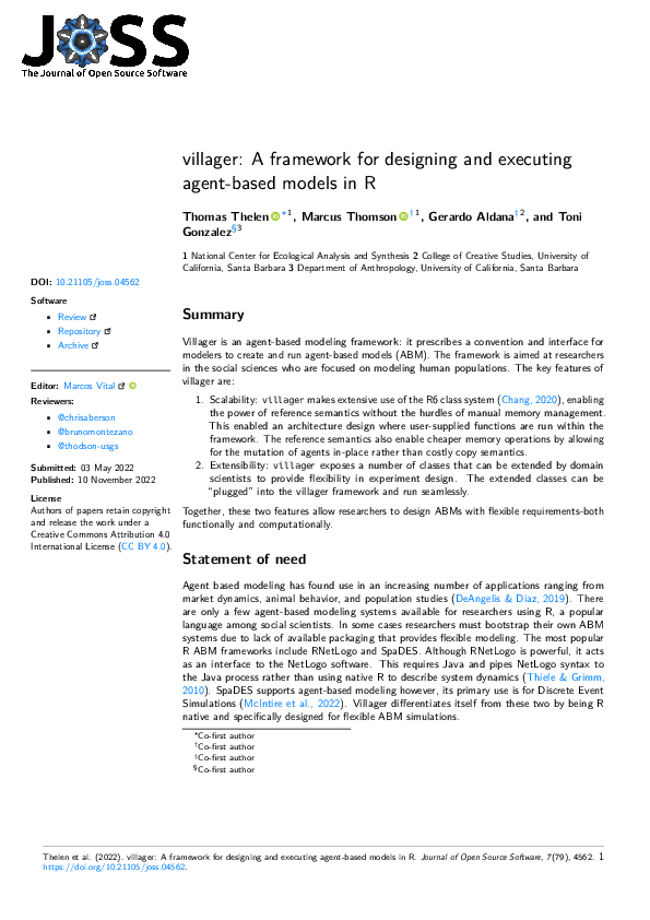 (PDF) villager: A framework for designing and executing agent-based ...