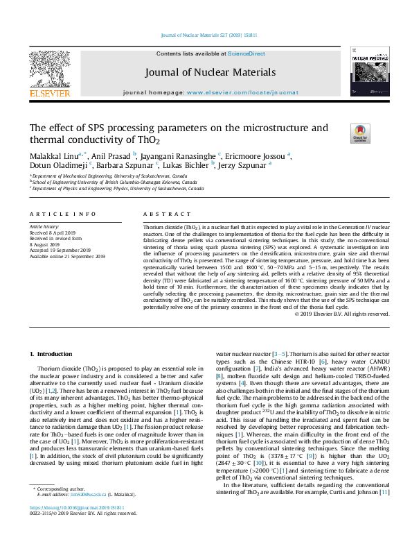 (PDF) The effect of SPS processing parameters on the microstructure and ...