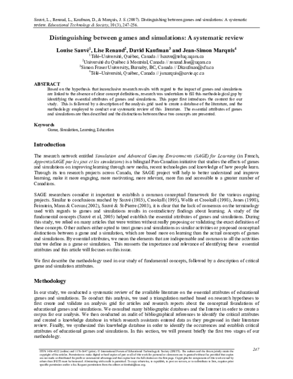 (PDF) Distinguishing between games and simulation A systematic review