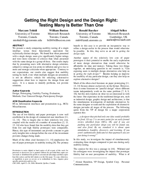 (PDF) Getting the right design and the design right