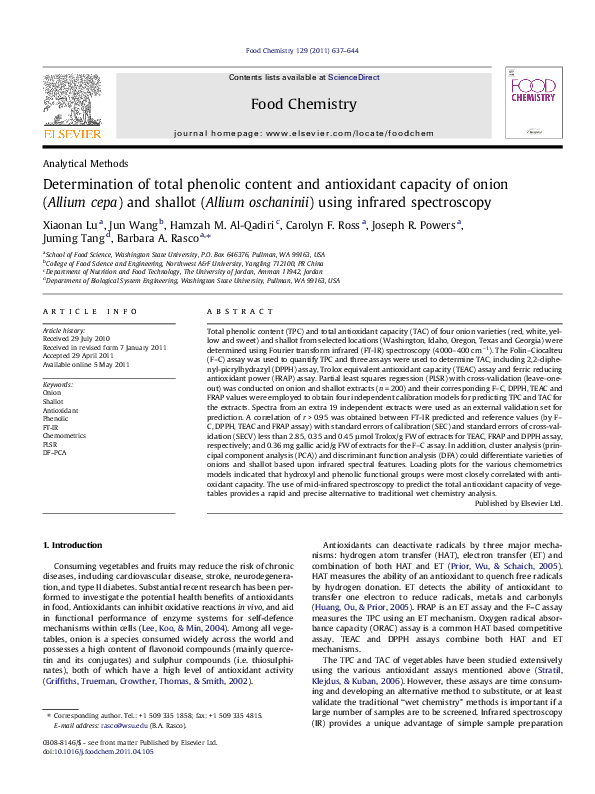 (PDF) Determination of total phenolic content and antioxidant capacity ...