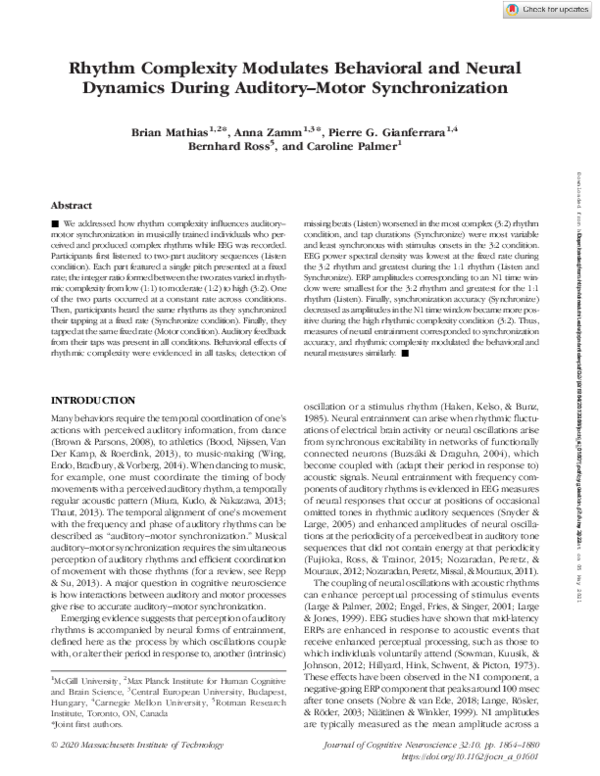 (PDF) Rhythm Complexity Modulates Behavioral and Neural Dynamics During ...