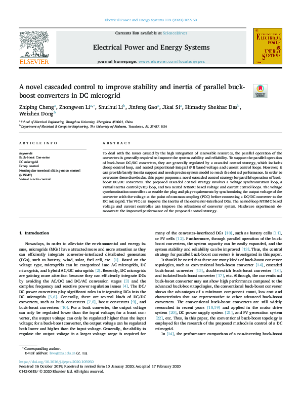 (PDF) A novel cascaded control to improve stability and inertia of ...