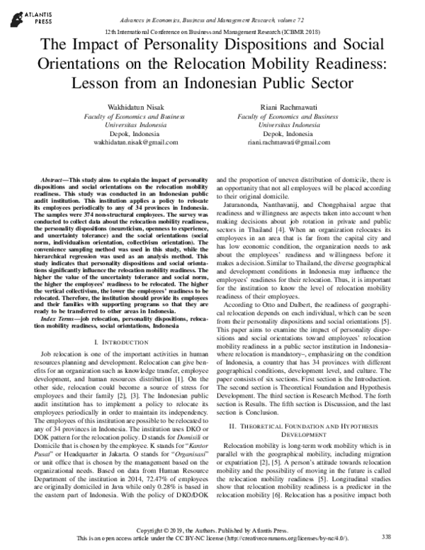 (PDF) The Impact of Personality Dispositions and Social Orientations on ...