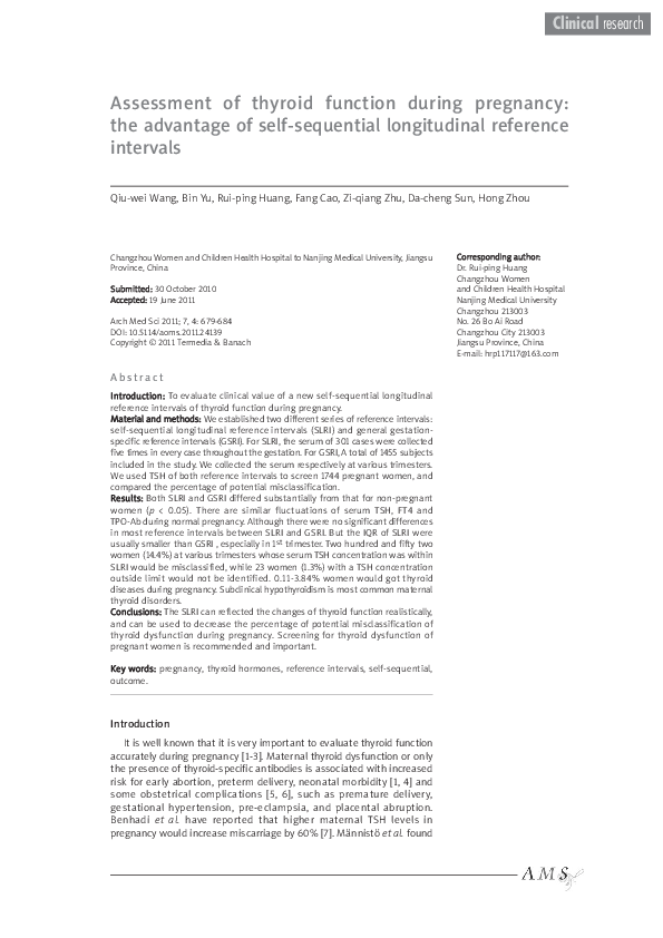 (PDF) Assessment of thyroid function during pregnancy: the advantage of ...