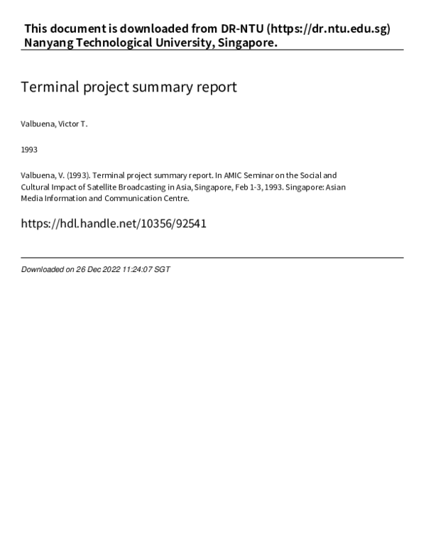 (PDF) Terminal project summary report