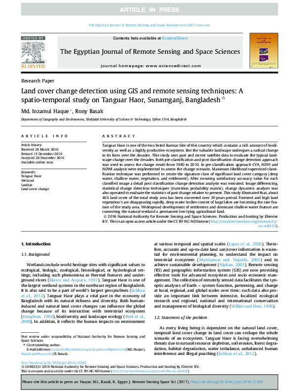 (PDF) Land cover change detection using GIS and remote sensing ...