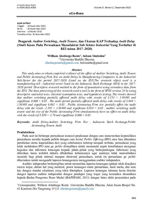 (PDF) Pengaruh Auditor Switching, Audit Tenure, dan Ukuran KAP Terhadap ...