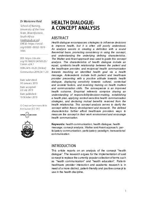(PDF) Health Dialogue: A Concept Analysis