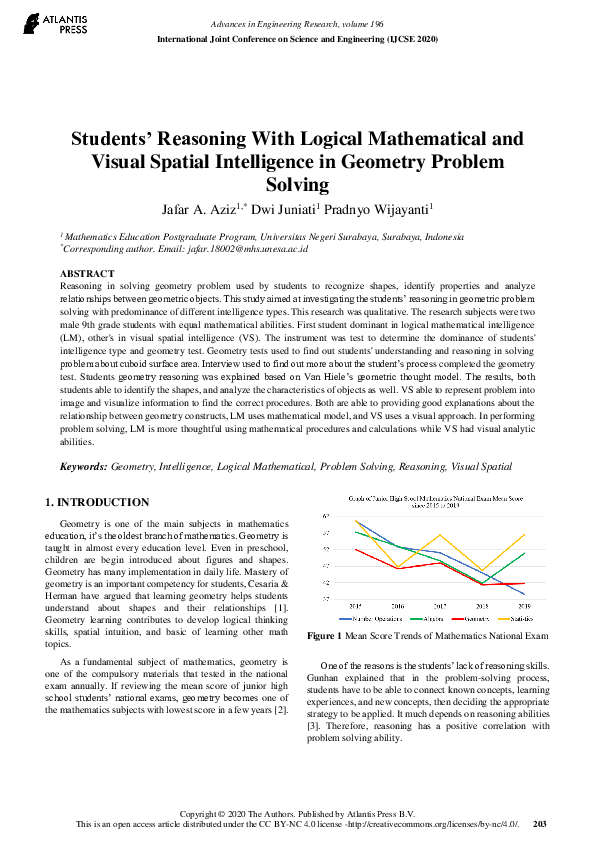 (PDF) Students’ Reasoning With Logical Mathematical and Visual Spatial ...