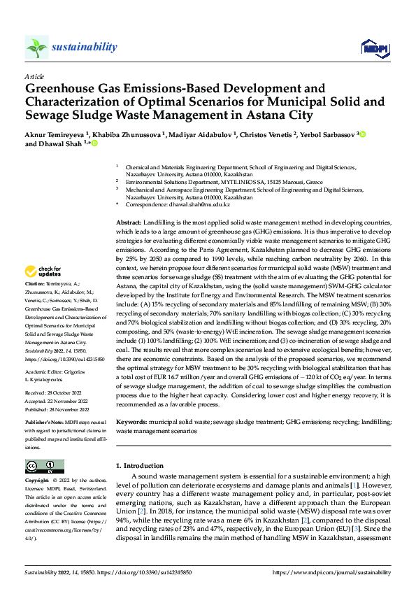 (PDF) Greenhouse Gas Emissions-Based Development and Characterization ...
