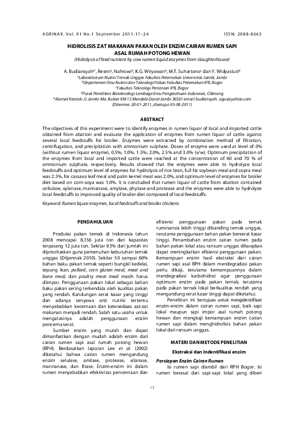 (PDF) Hidrolisis Zat Makanan Pakan Oleh Enzim Cairan Rumen Sapi Asal ...