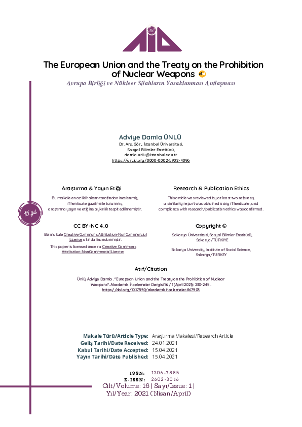 (PDF) European Union and the Treaty on the Prohibition of Nuclear Weapons