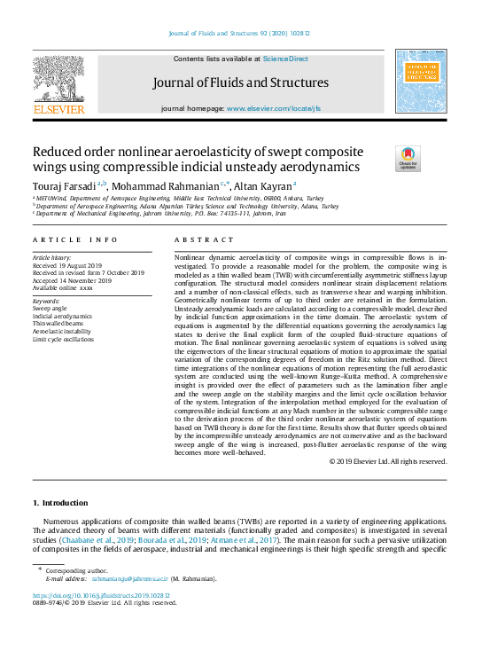(PDF) Reduced order nonlinear aeroelasticity of swept composite wings ...