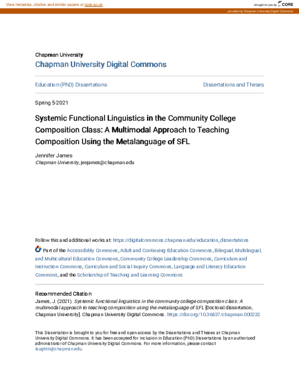 (PDF) Systemic Functional Linguistics in the Community College ...