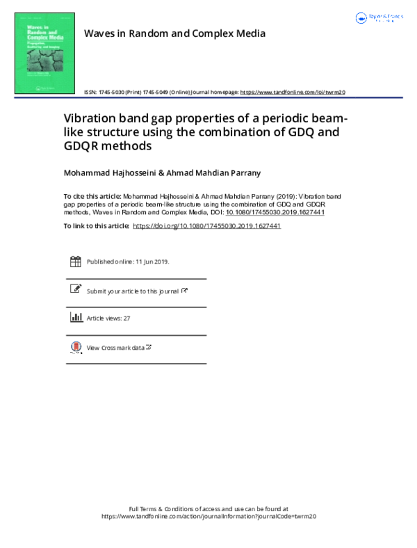 (PDF) Vibration band gap properties of a periodic beam-like structure ...