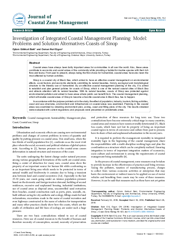 (PDF) Investigation of Integrated Coastal Management Planning Model ...