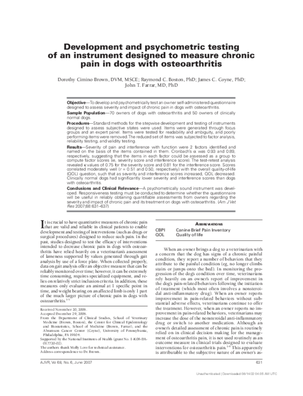 (PDF) Development and psychometric testing of an instrument designed to ...