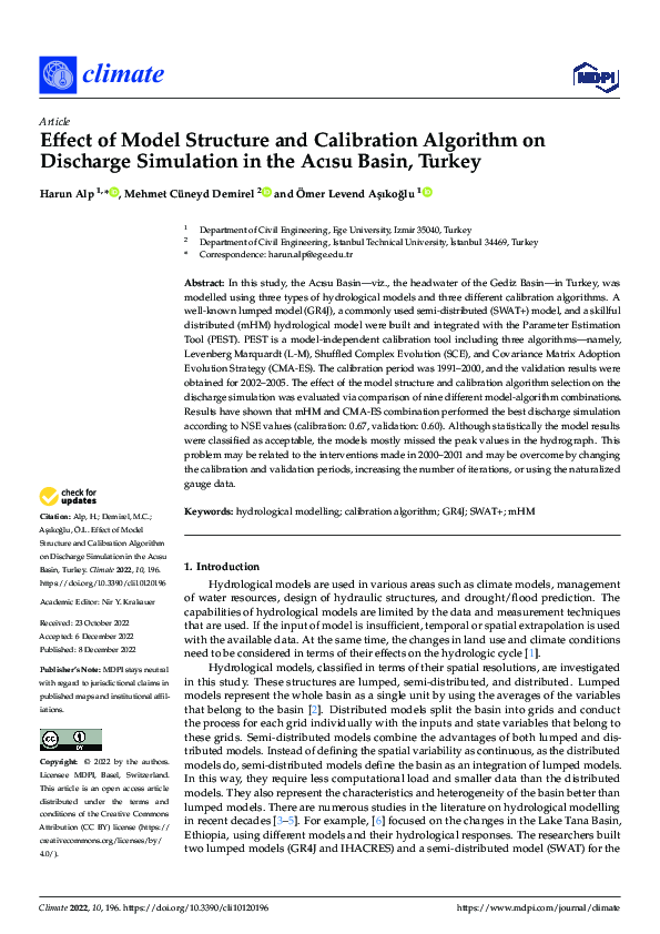 (PDF) Effect of Model Structure and Calibration Algorithm on Discharge ...