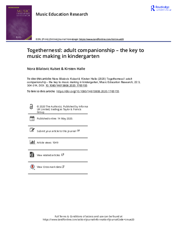 (PDF) Togetherness!: adult companionship – the key to music making in ...