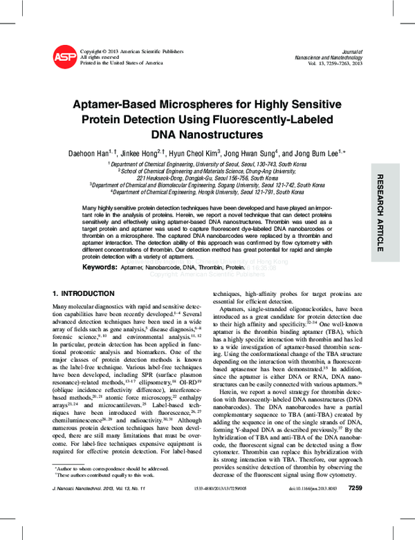 (PDF) Aptamer-Based Microspheres for Highly Sensitive Protein Detection ...