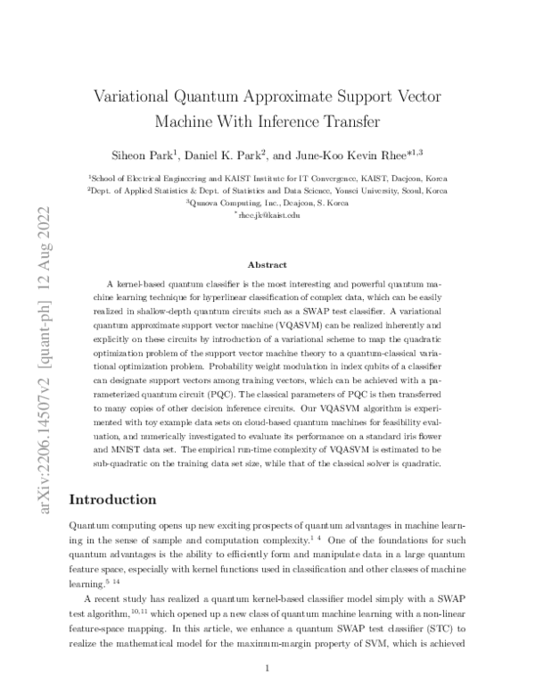 (PDF) Variational Quantum Approximate Support Vector Machine With ...