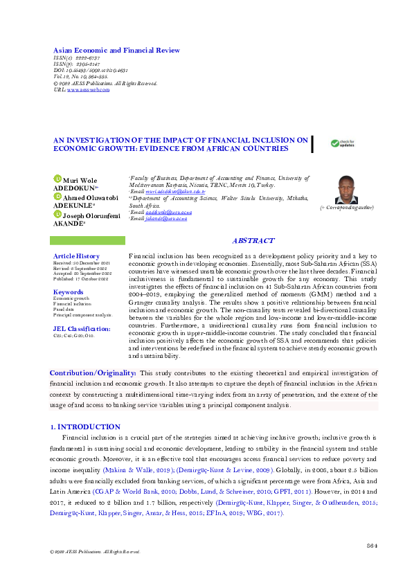 (PDF) An Investigation of the Impact of Financial Inclusion on Economic ...